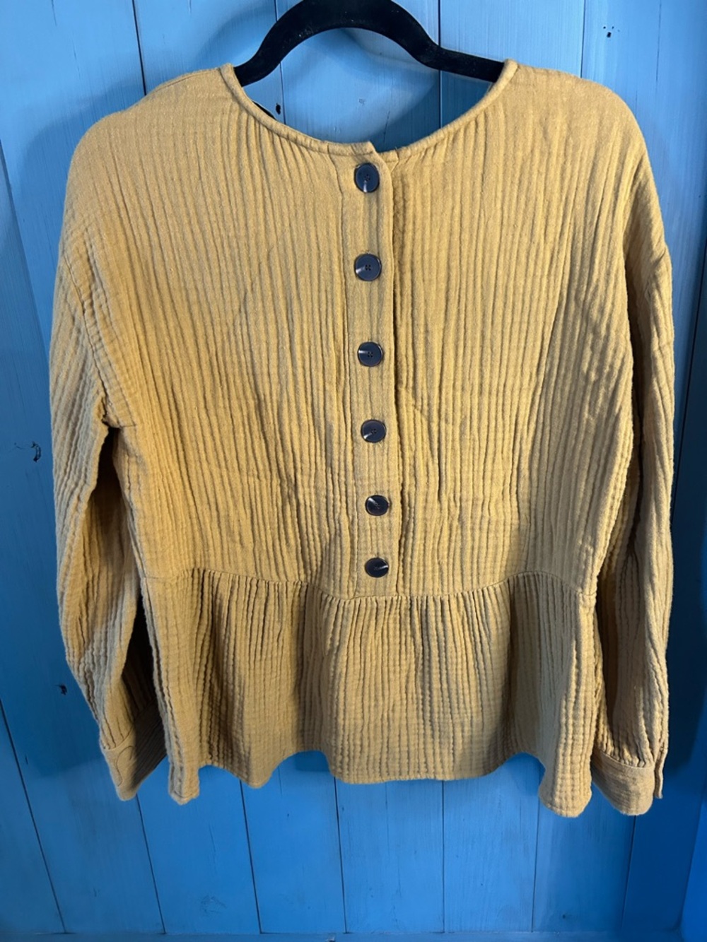 Madewell Lightspun Peplum Top in Camel Brown | Size Medium Classic Chic - Picture 8 of 14